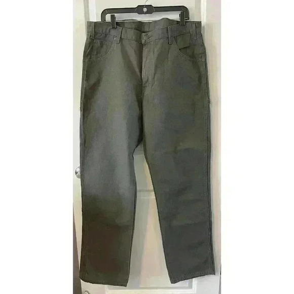 Mens Green Dickies Carpenter Pants Size 38x36 great condition heavy canvas - Picture 1 of 4
